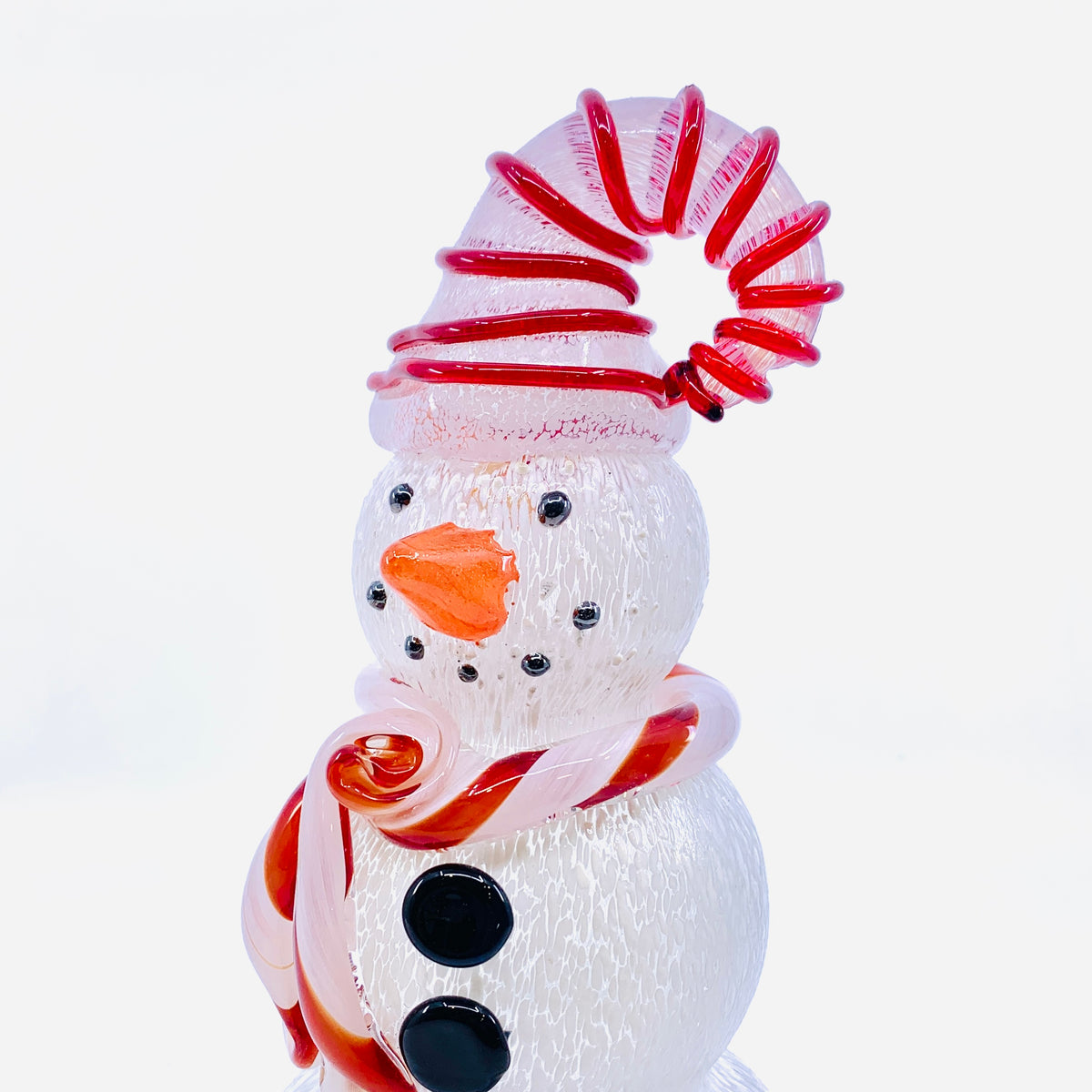 Blown Glass Snowman - Red Striped Hat