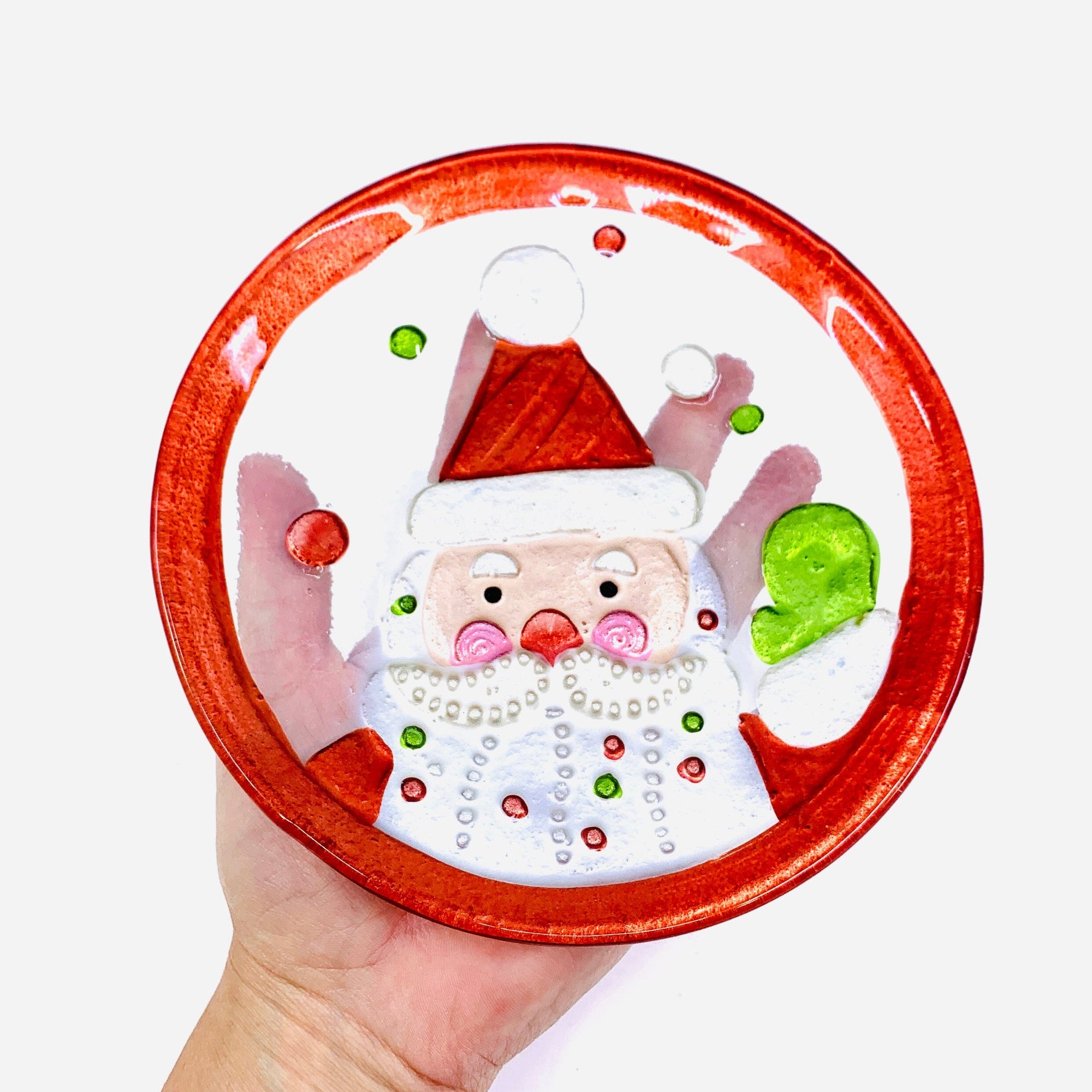 Glass Fusion Plate 65, Santa Mini Plate Demdaco 