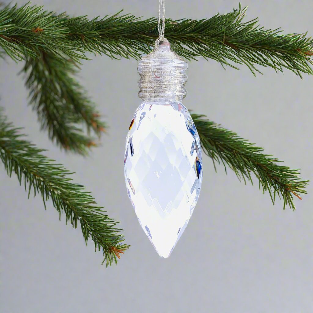 Vintage Bulb Acrylic Crystal Ornament 4, Clear