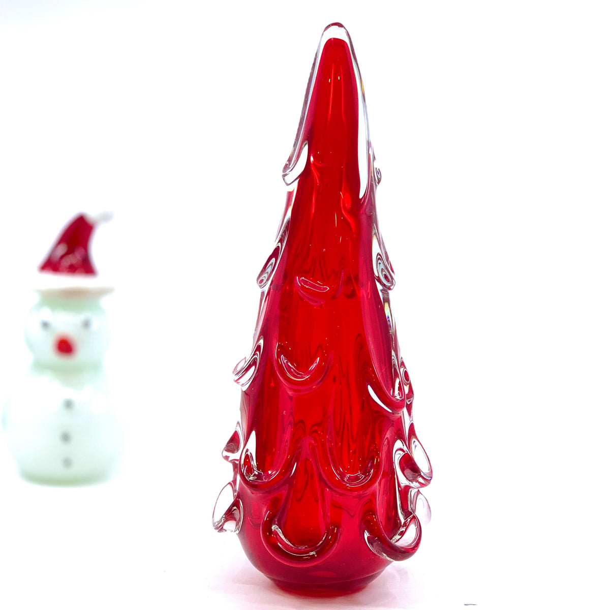 Snow Drift Blown Glass Tree 3, Red Small