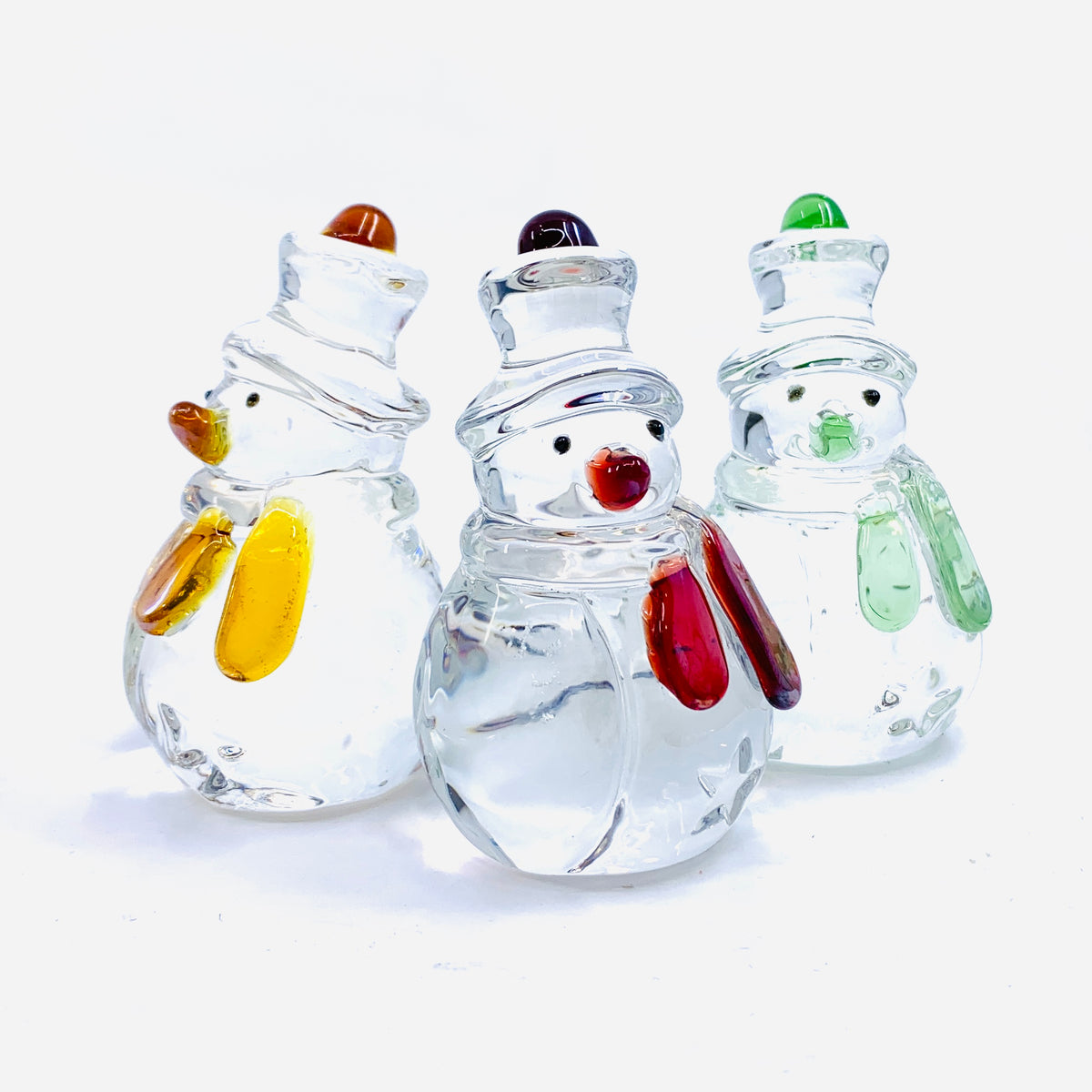 Glass Holiday Snowman, Red