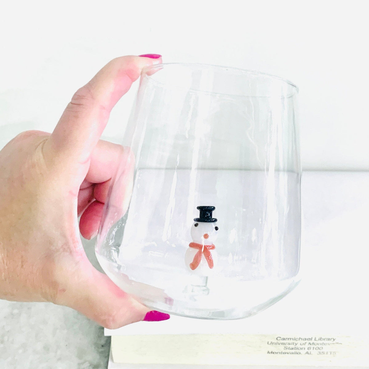 Tiny Animal Wine Glass, Snowman Decor Transpac 