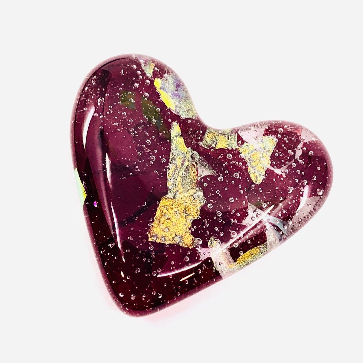 Fused Glass Birthstone Pocket Heart, Garnet Miniature Jean 