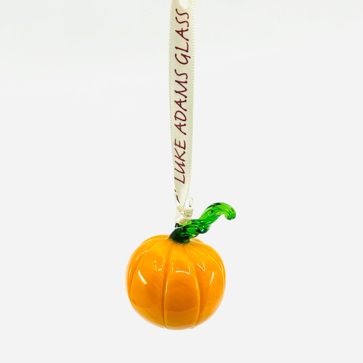 Signature Luke Adams Glass Pumpkin Ribbon Glass Ornament Ornament Art Studio 