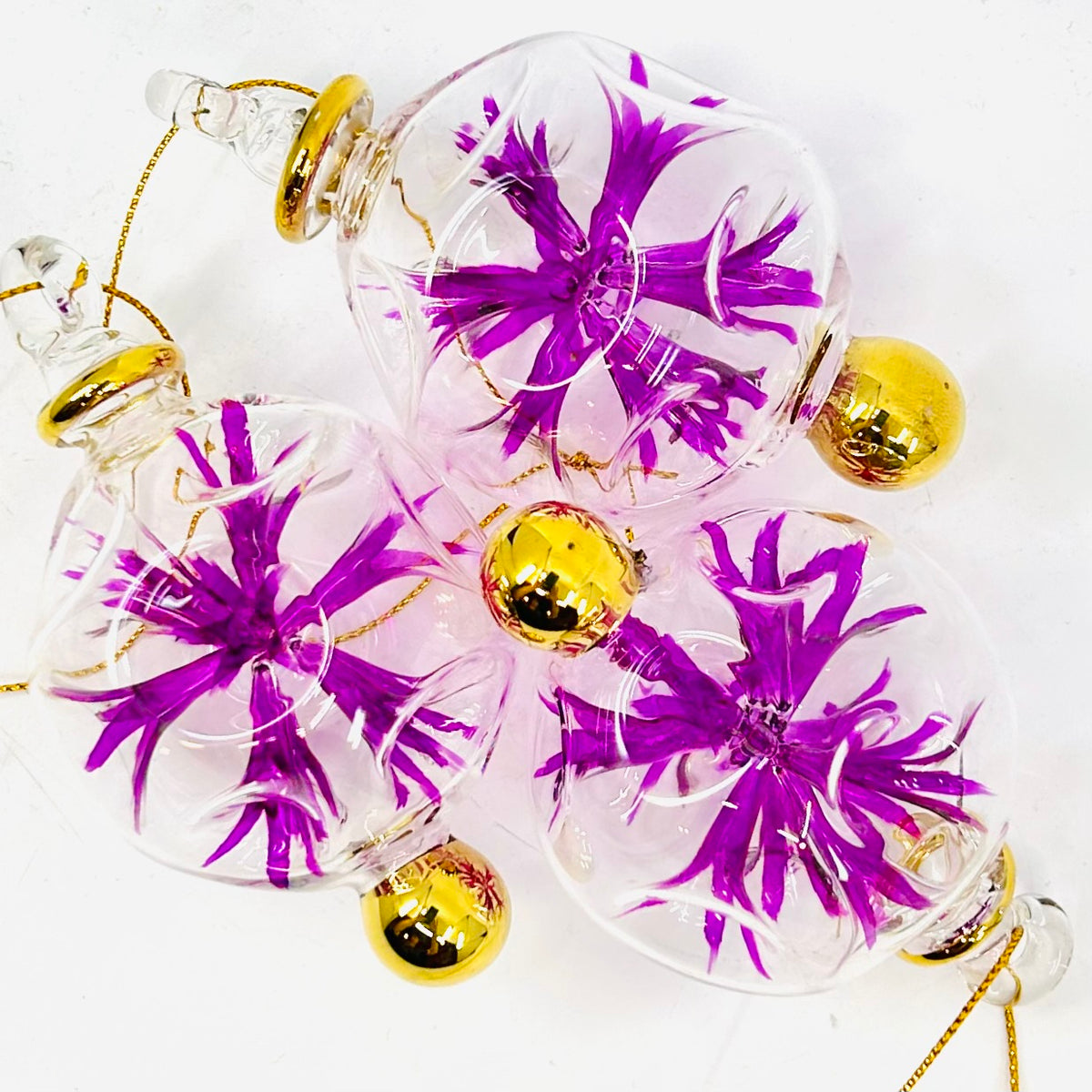 Hand Blown Starburst Ornaments, Purple Small