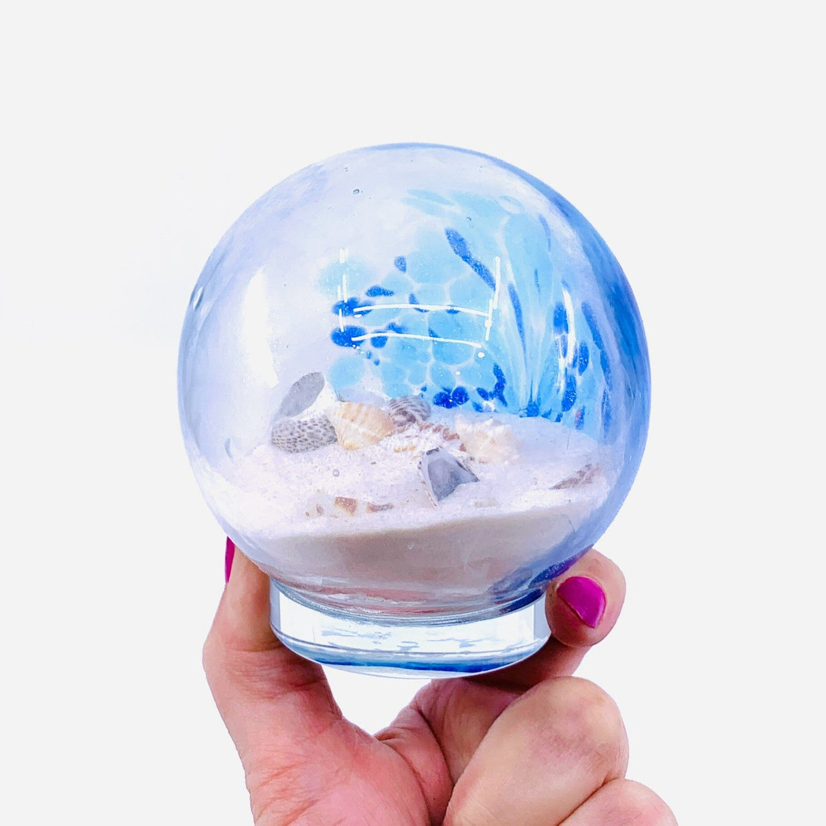 Sea Life Glass Globe Paperweight, Blue Decor Chesapeake Bay 