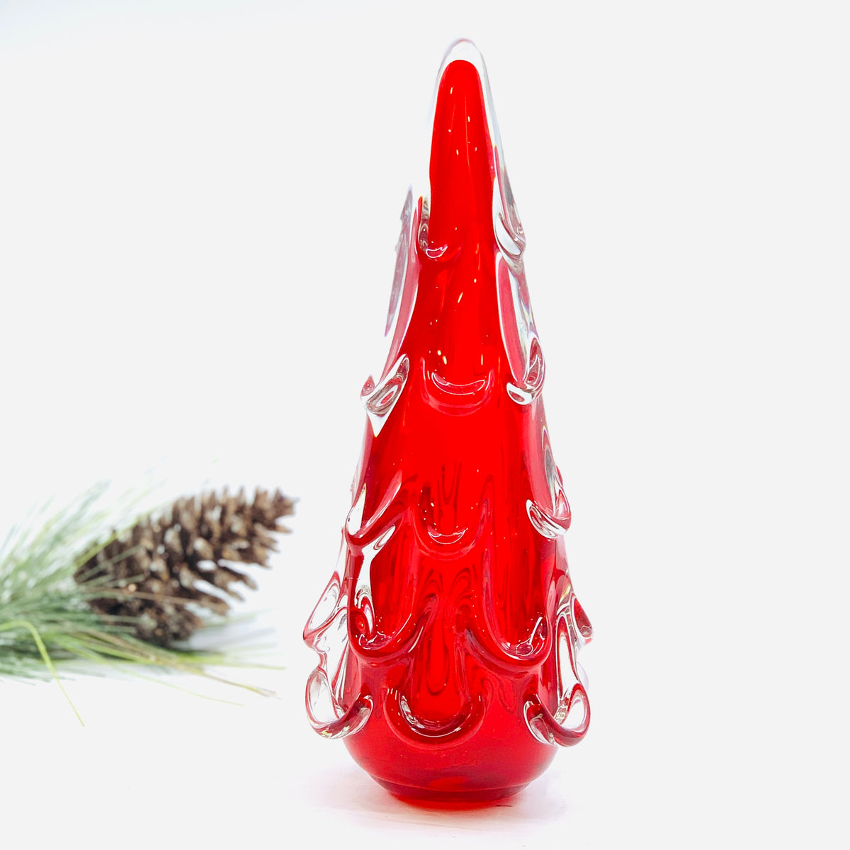 Snow Drift Blown Glass Tree 3, Red Small