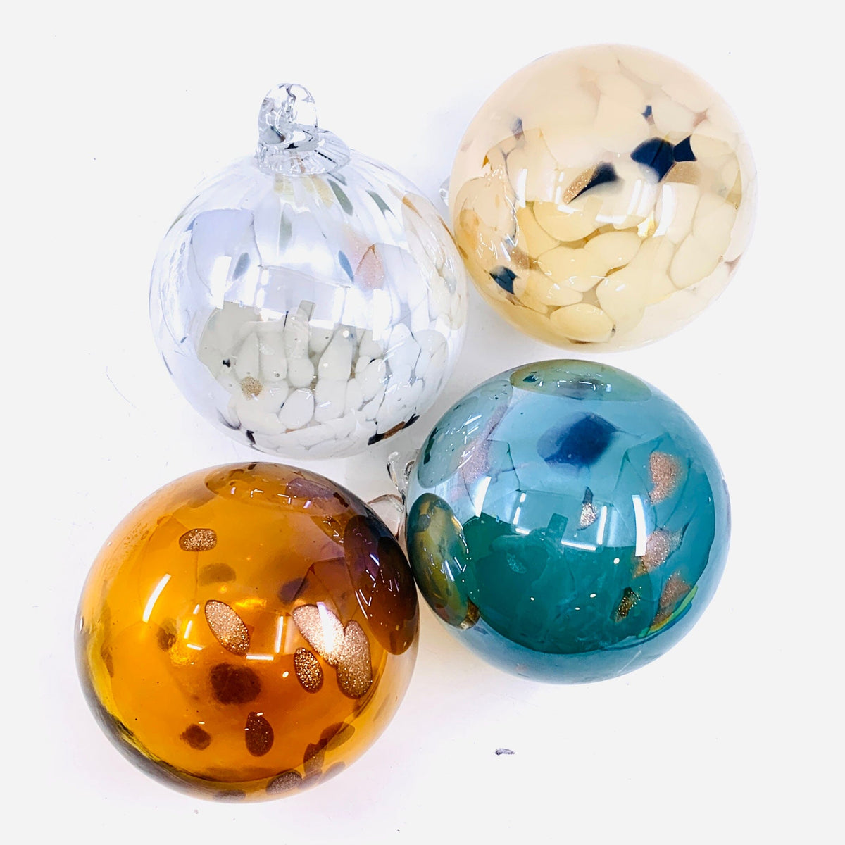 Hand Blown Glass Baubles, Leopard Diamond Star 