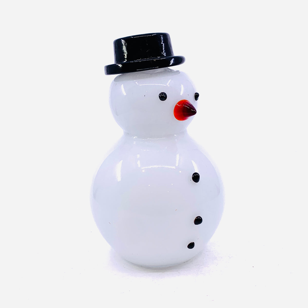 Blown Glass Snowman - Large Black Hat