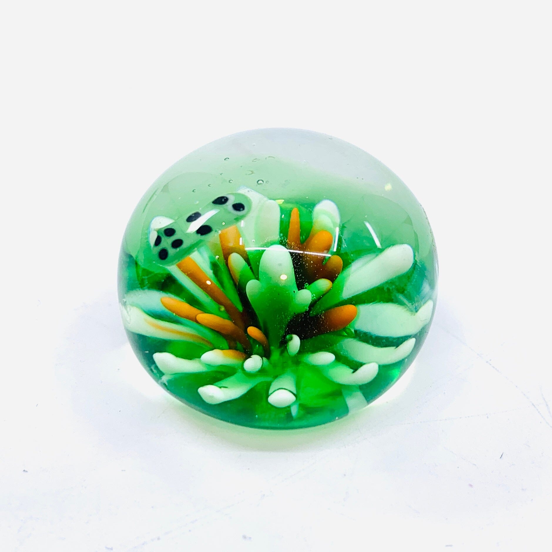 Tiny Flower Paperweight, Orange Miniature - 