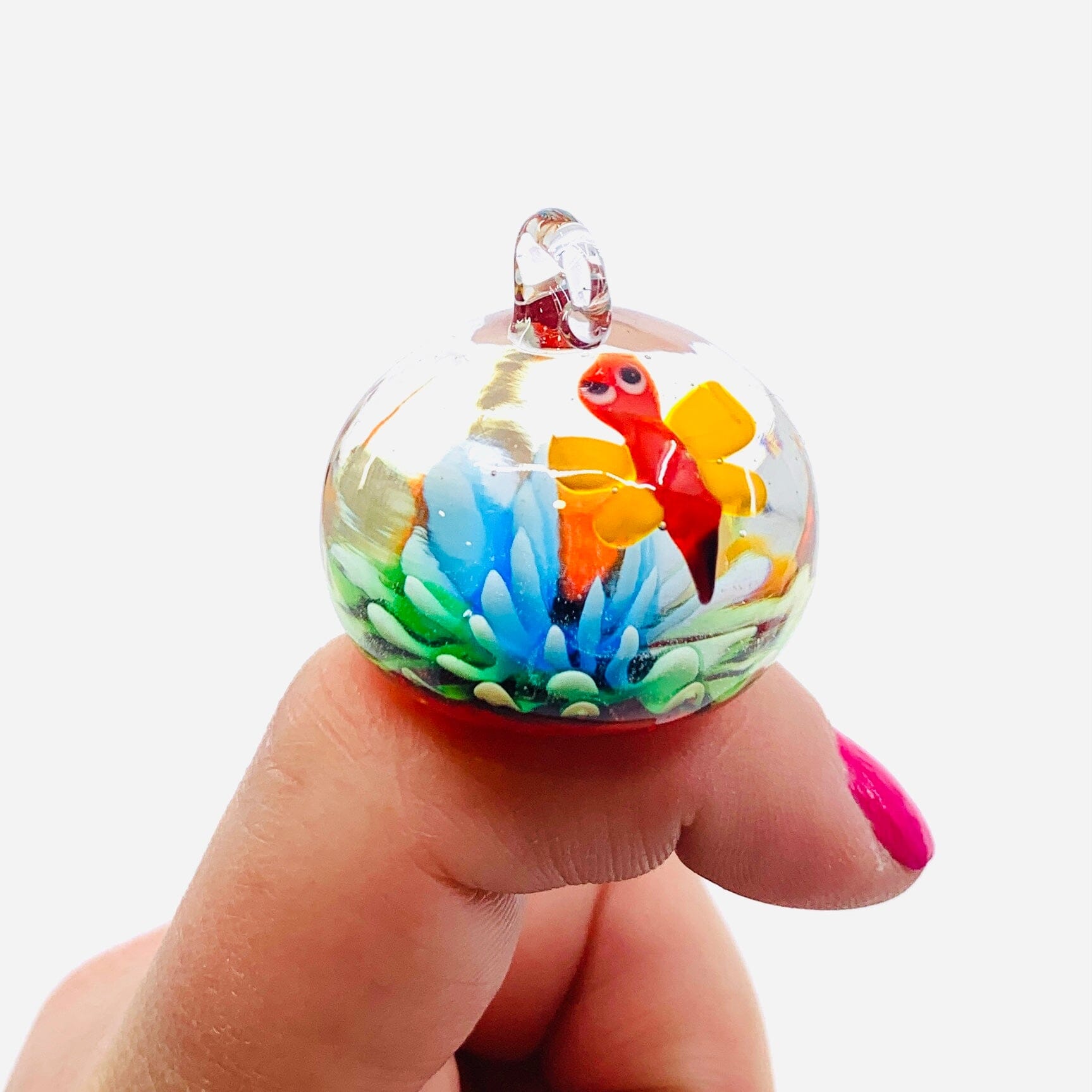 Tiny Glass Flower Ornament, Blue Miniature Alex 