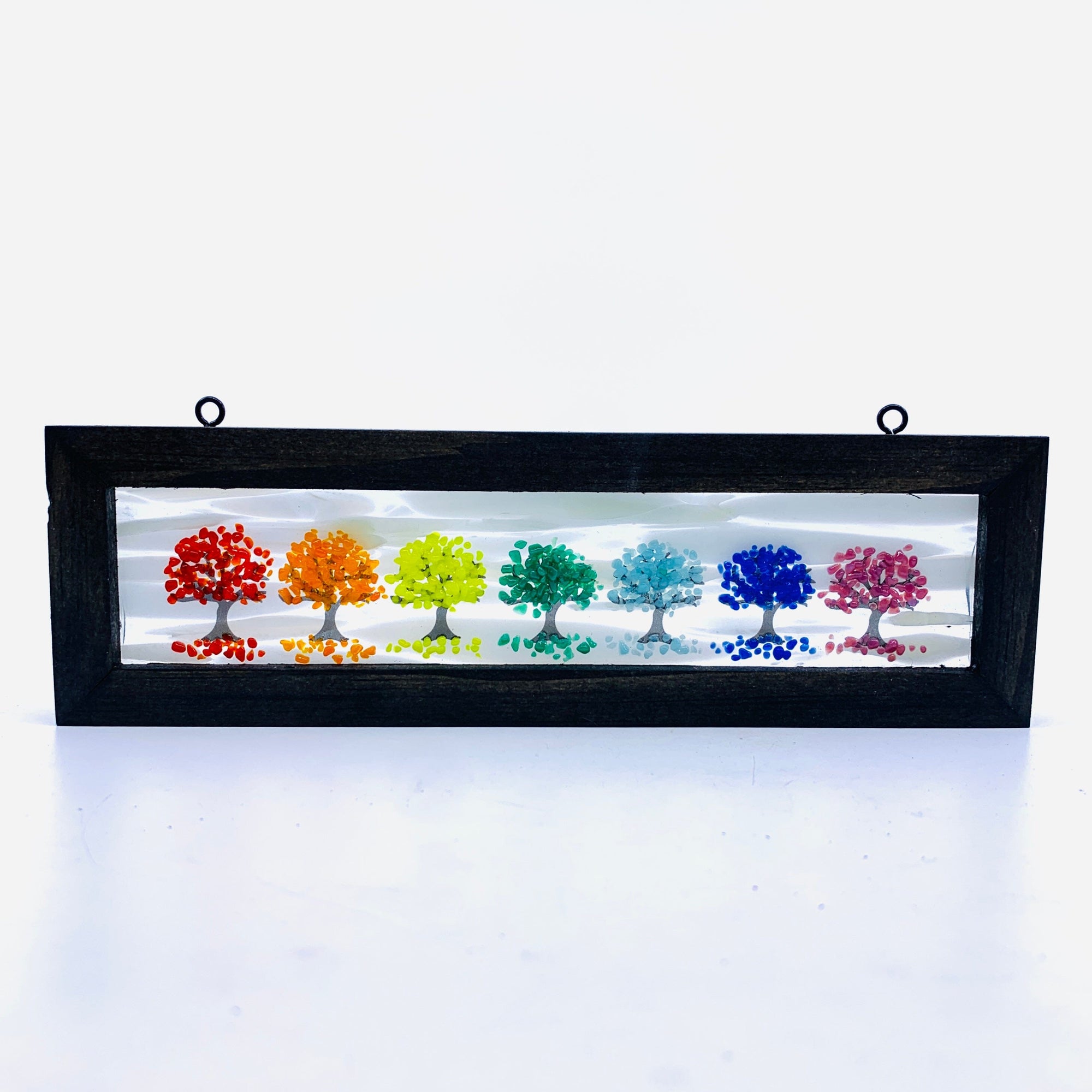 Fused Glass Tree of Life Shadow Box 2, Rainbow Large Decor Glimmer Glass Gifts 