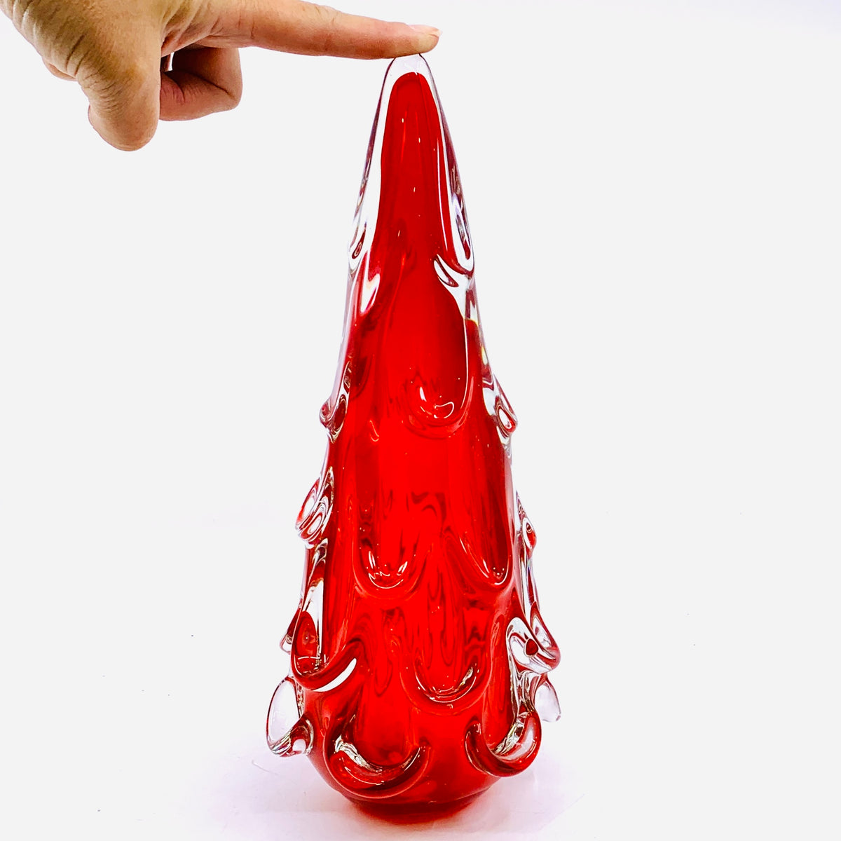 Snow Drift Blown Glass Tree 3, Red Small