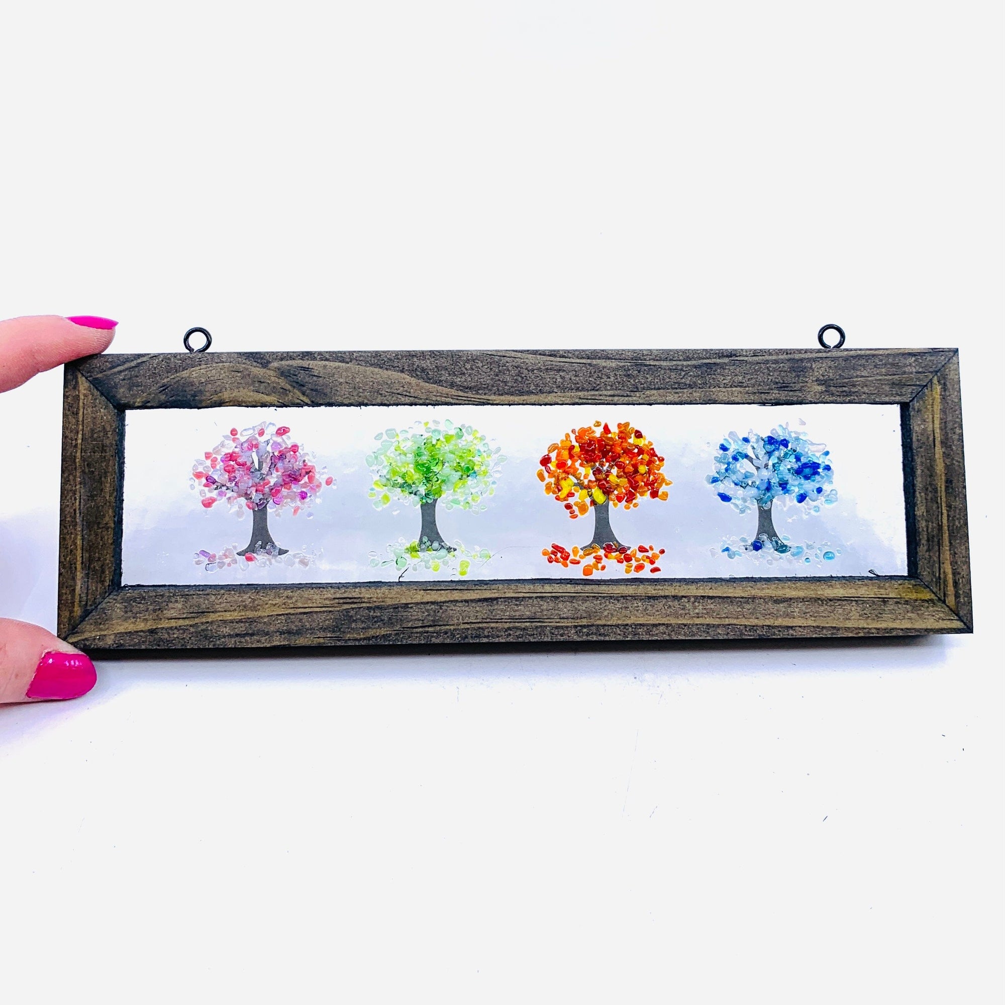 Fused Glass Tree of Life Shadow Box 9, Four Seasons Large Decor Glimmer Glass Gifts 