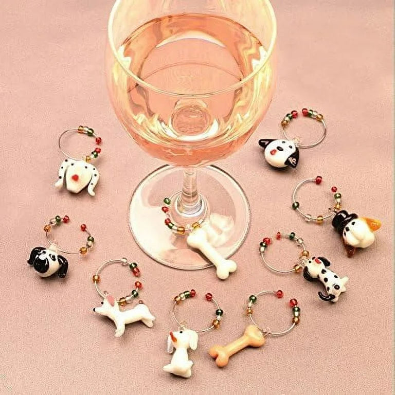 Glass Decorated Dog Wine Charm Ornament Tree 22