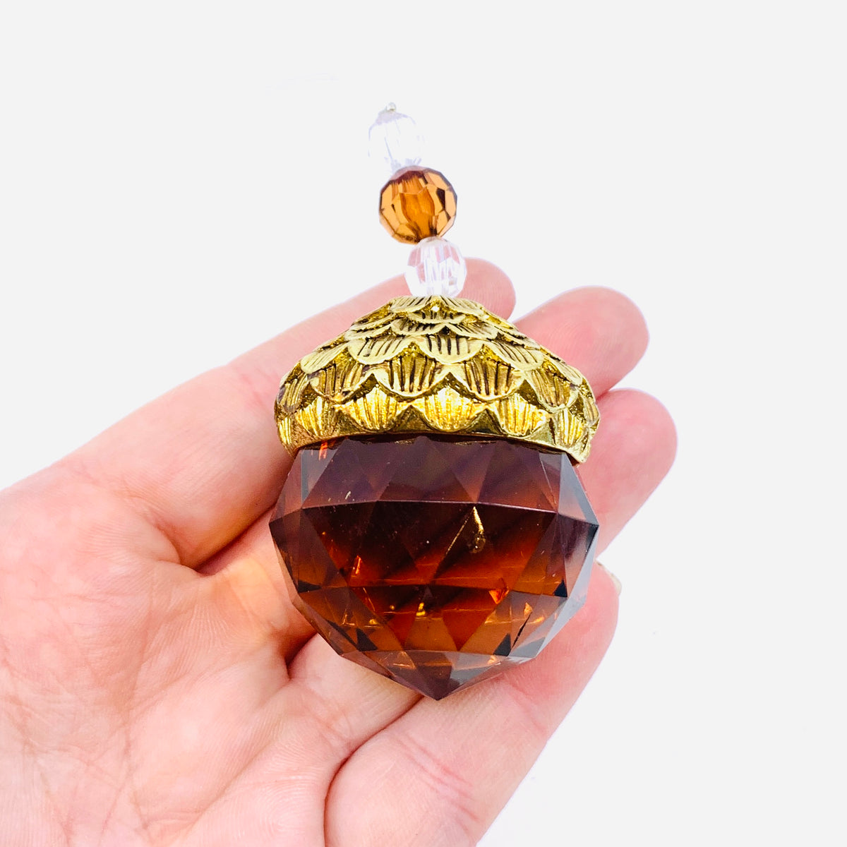 Acorn Crystal Ornament, Brown