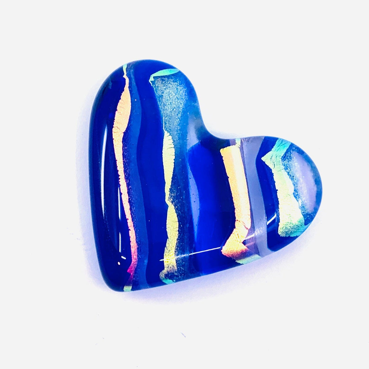 Fused Glass Birthstone Pocket Heart, Sapphire Miniature Jean 