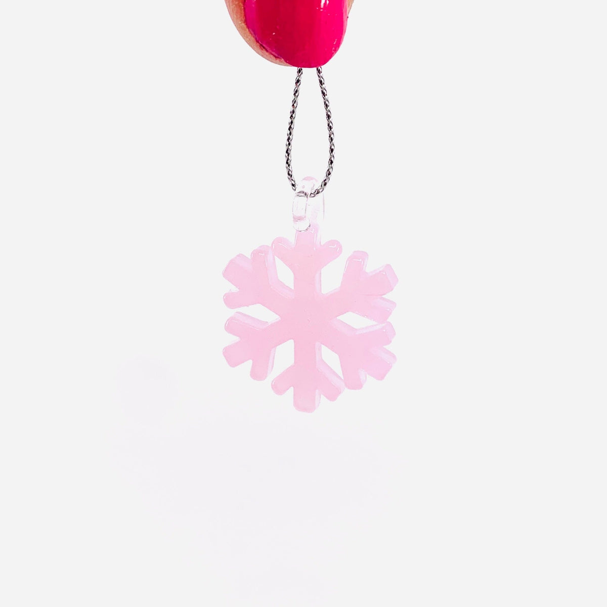 Tiny Glass Snowflake Ornament Miniature - Opaque Pink 365 