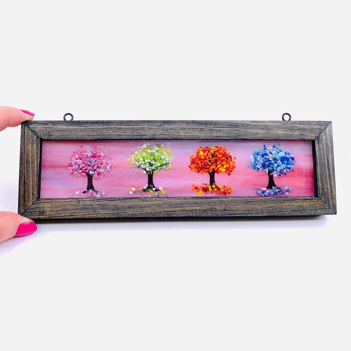 Fused Glass Tree of Life Shadow Box 11, Four Seasons Large Decor Glimmer Glass Gifts 