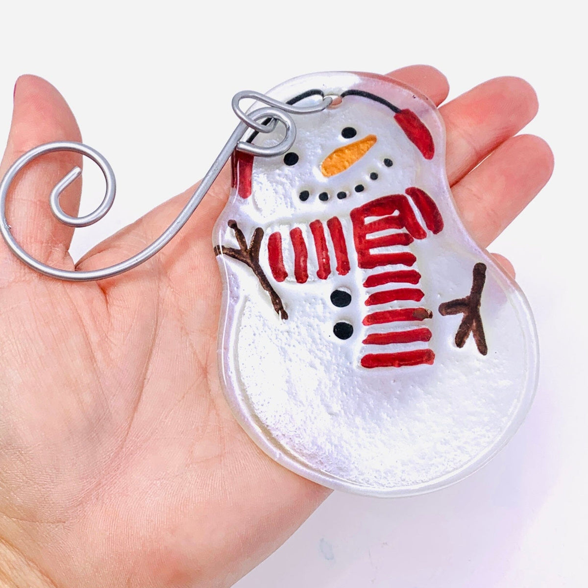 Glass Fusion Ornament 3, Snowman Demdaco 