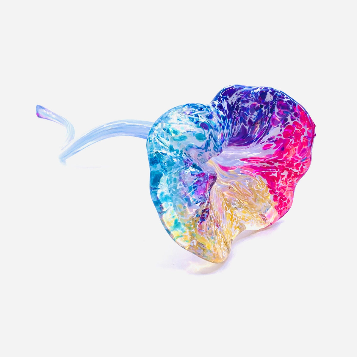 Pulled Glass Flower 824 Opaque Rainbow Decor Luke Adams Glass Blowing Studio 