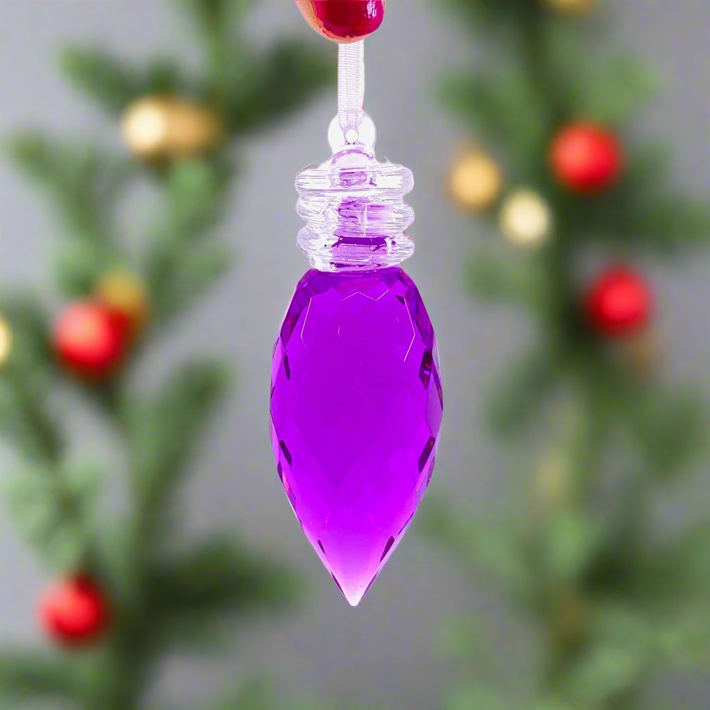 Vintage Bulb Acrylic Crystal Ornament, Purple