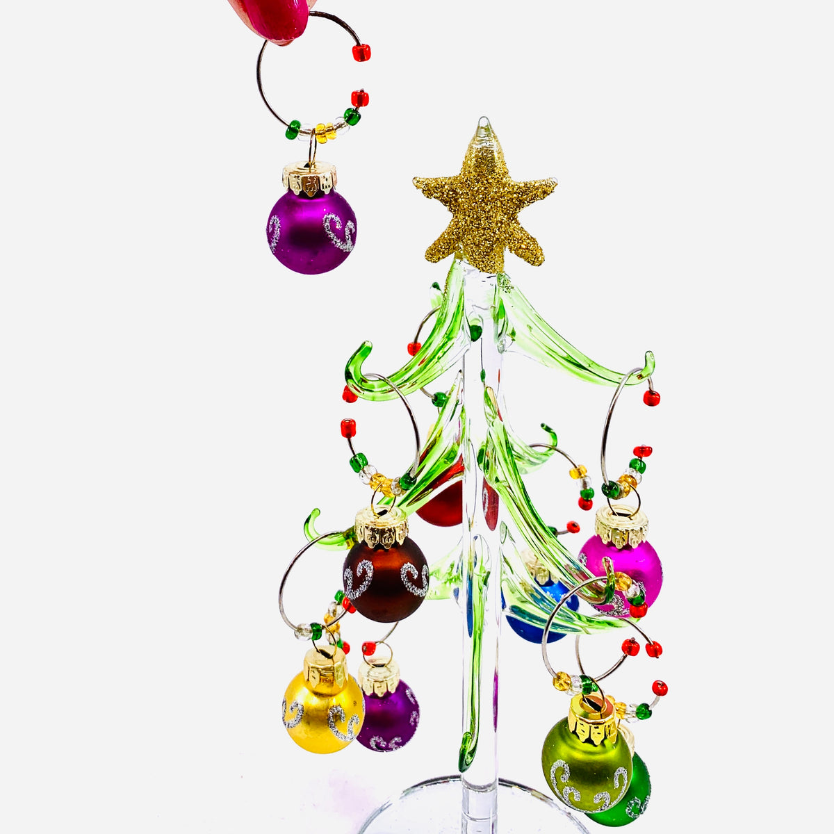 Mini Glass Wine Charm Matte Ornament Tree 25