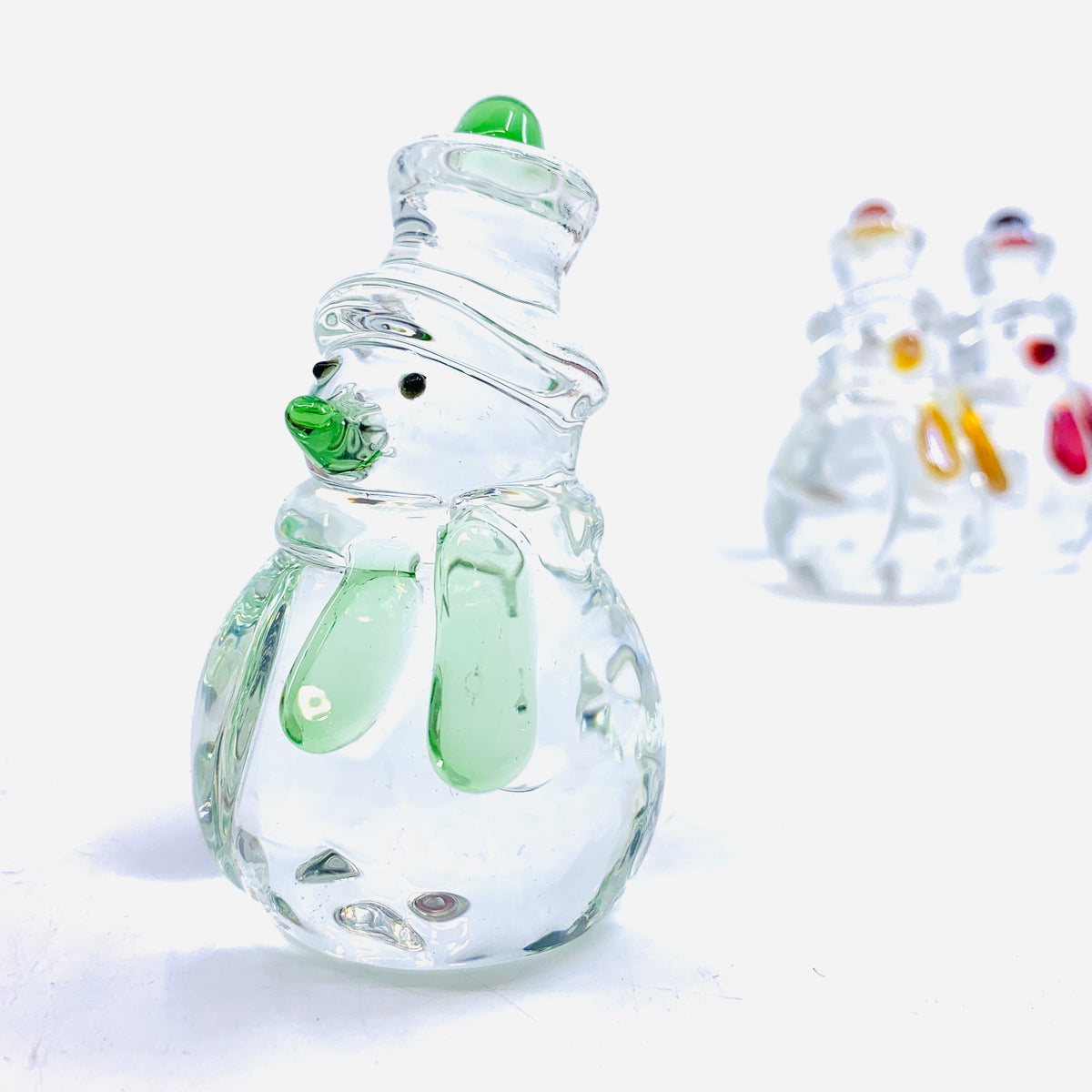 Glass Holiday Snowman, Green