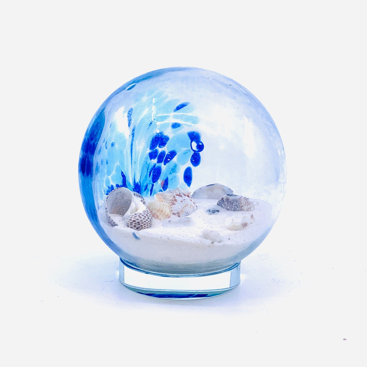 Sea Life Glass Globe Paperweight, Blue Decor Chesapeake Bay 