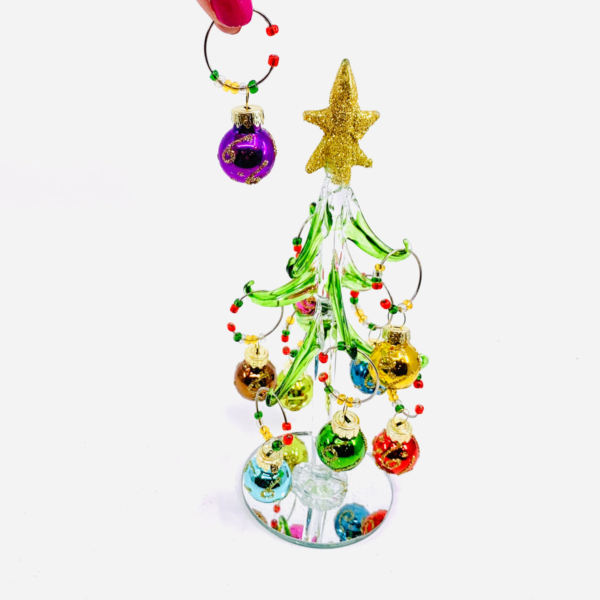 Mini Glass Wine Charm Shiny Ornament Tree 26