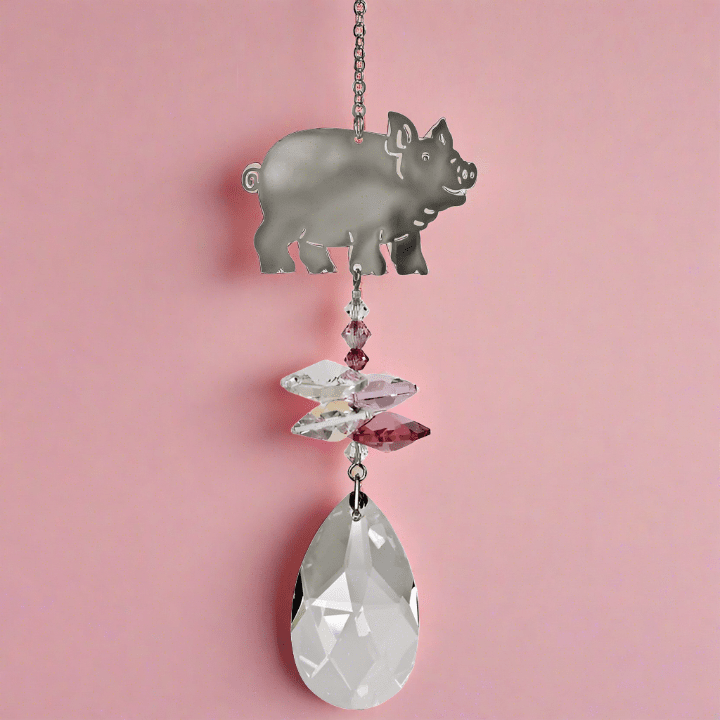 Crystal Fantasy Pig Suncatcher, 16 Woodstock Chimes 