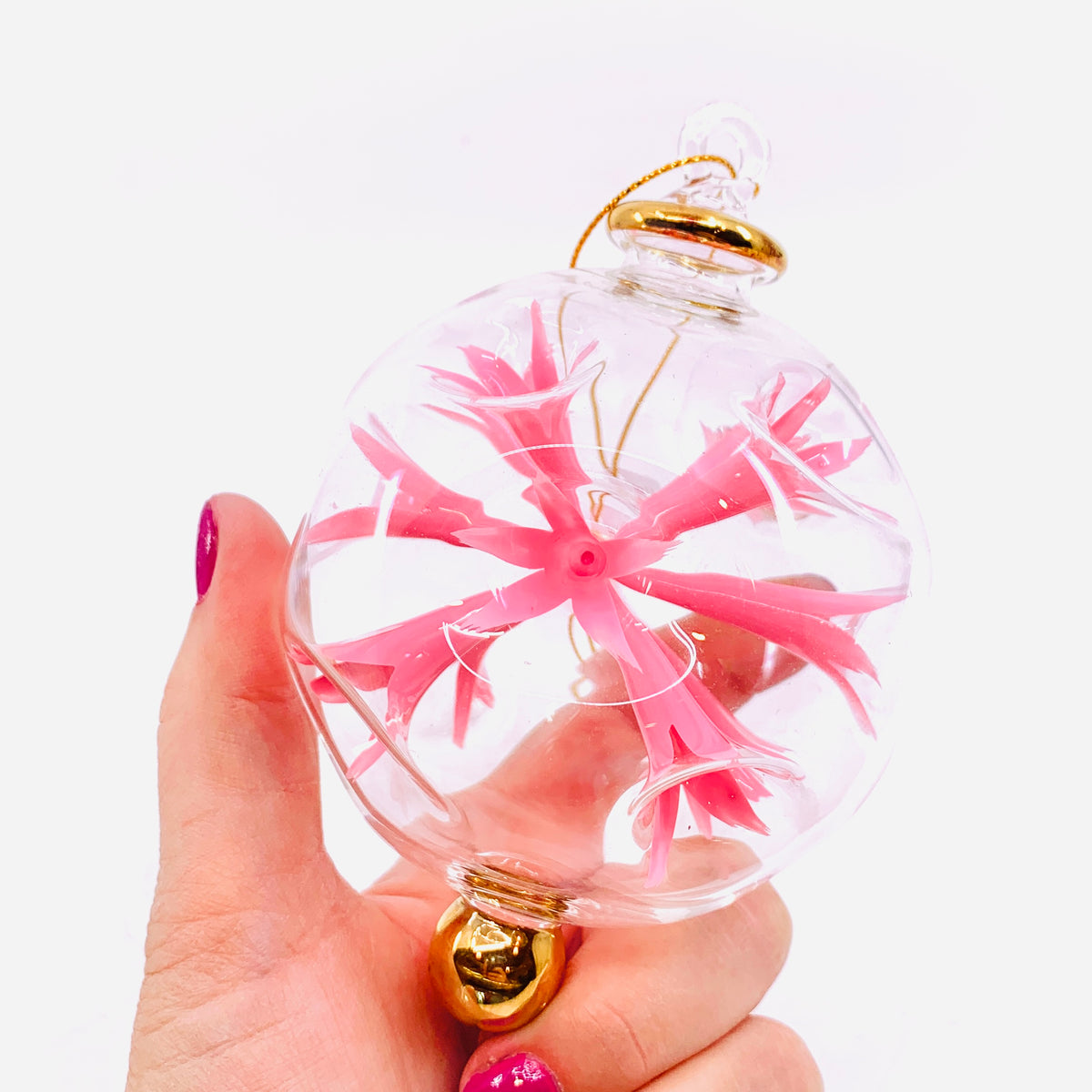 Hand Blown Starburst Ornaments, Pink Large