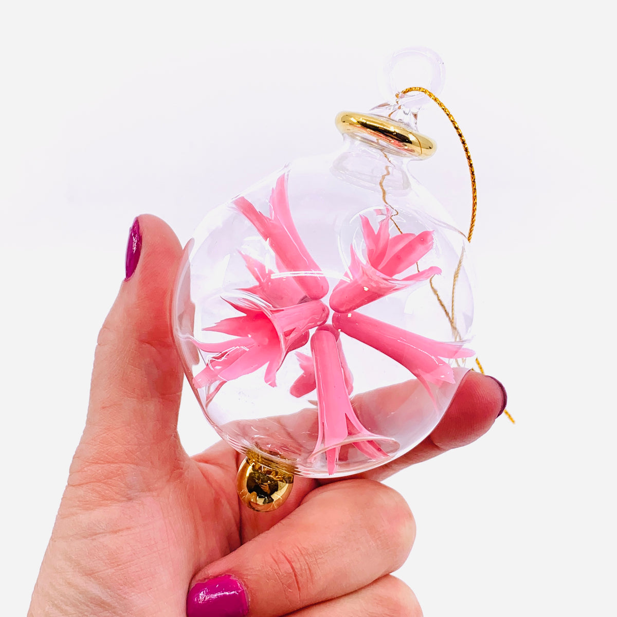 Hand Blown Starburst Ornaments, Pink Small