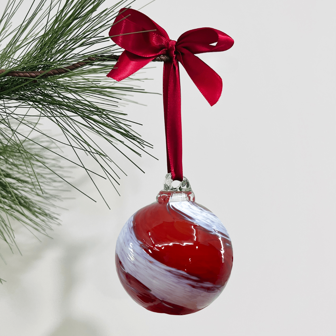 Mini Holiday Ornament, Peppermint Swirl Ornament Luke Adams Glass Blowing Studio 