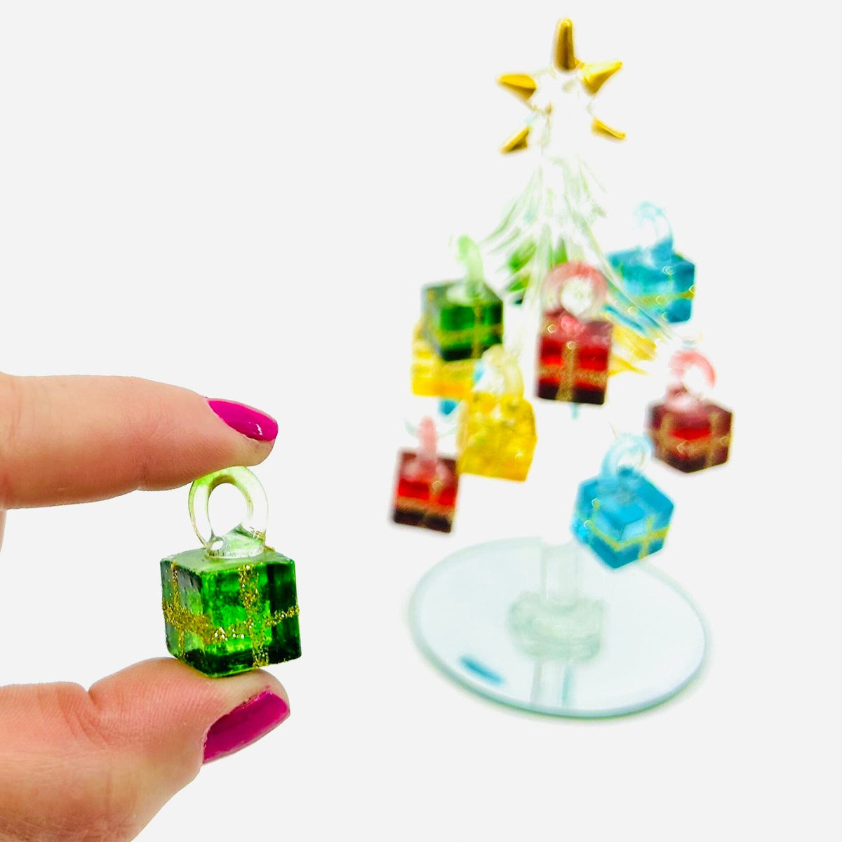 Glass Whimsical Christmas Presents Tree 7 Decor Gift Essentials 