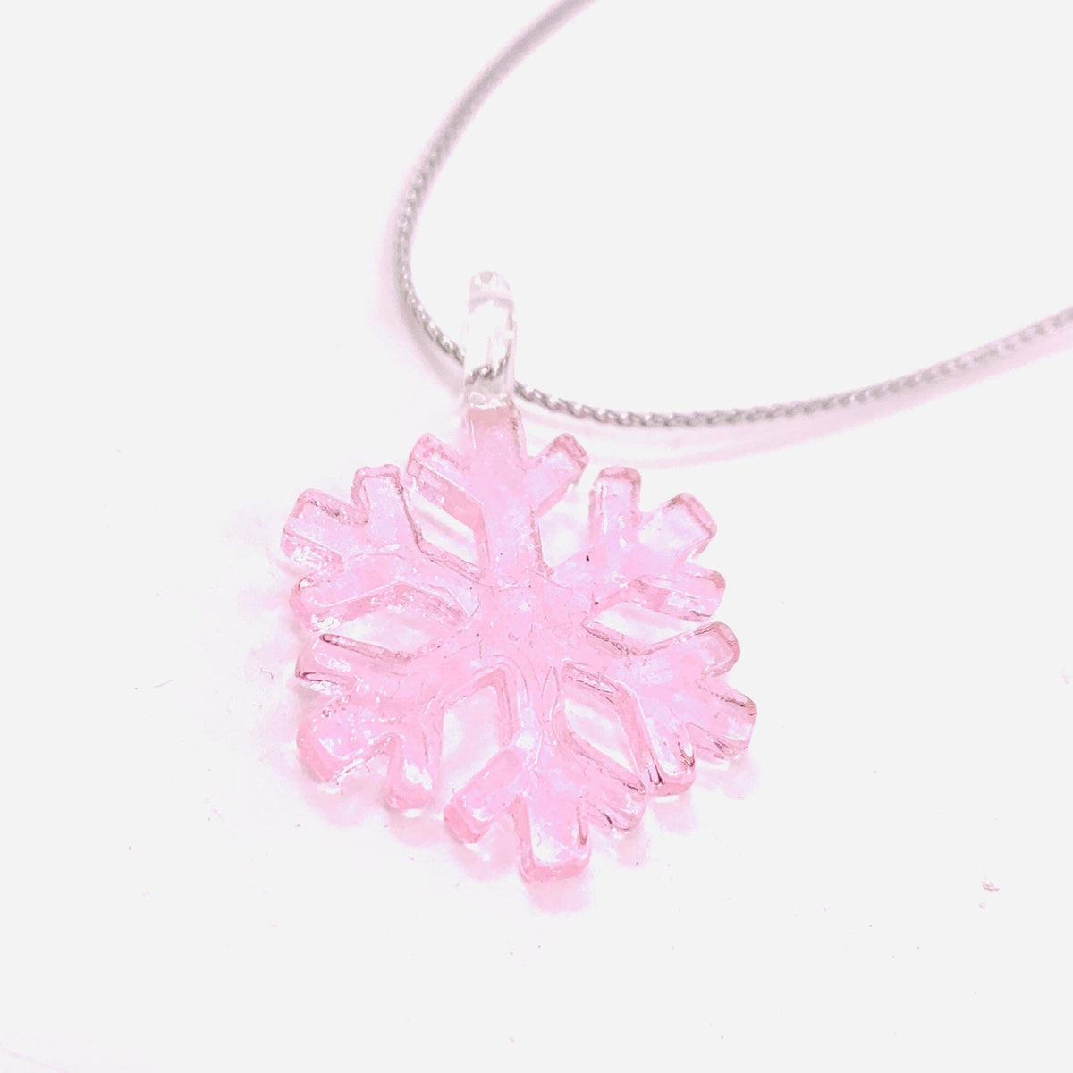 Tiny Glass Snowflake Ornament Miniature - Pink 360 