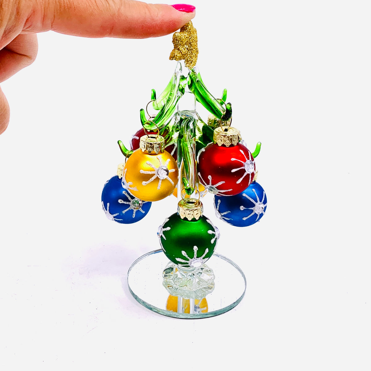 Mini Glass Ornament Tree, Silver Snowflake 23