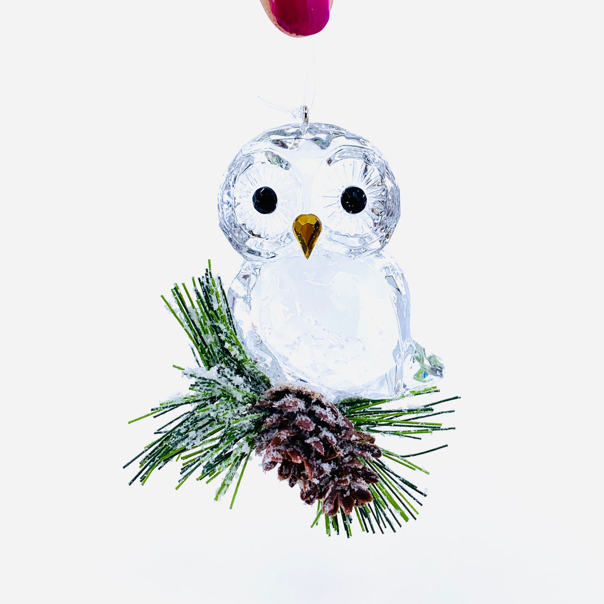 Perched Owl Acrylic Crystal Ornament