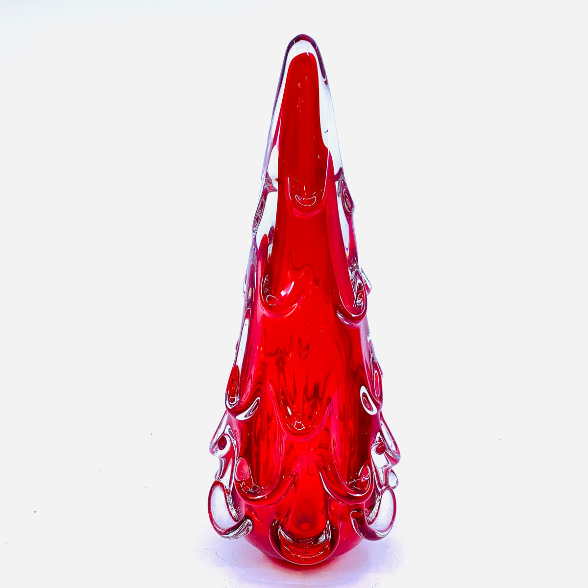 Snow Drift Blown Glass Tree, Red