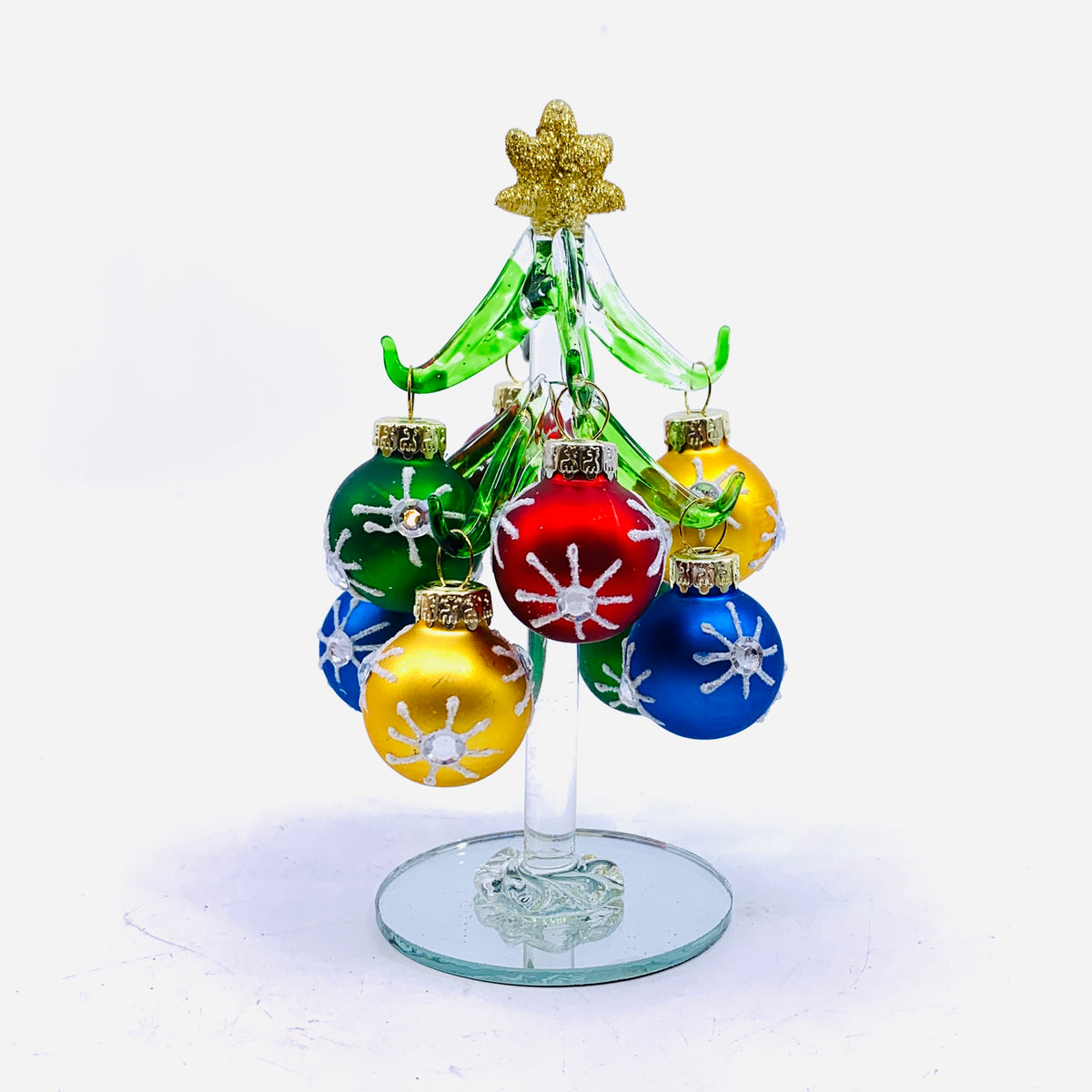 Mini Glass Ornament Tree, Silver Snowflake 23