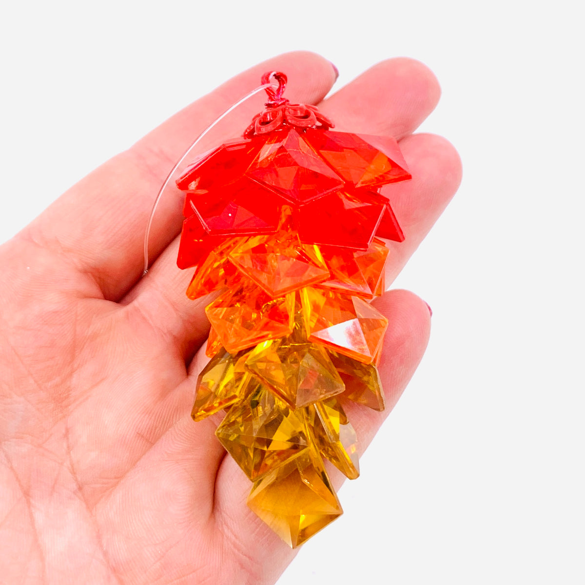 Pine Cone Crystal Ornament, Orange