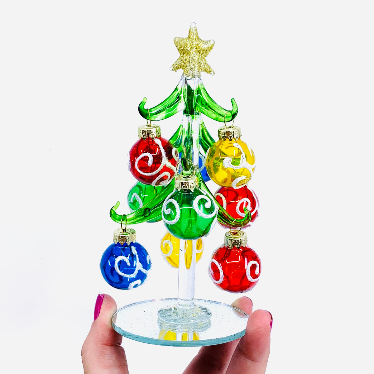 Glass Decorated Swirl Ornament Tree 18