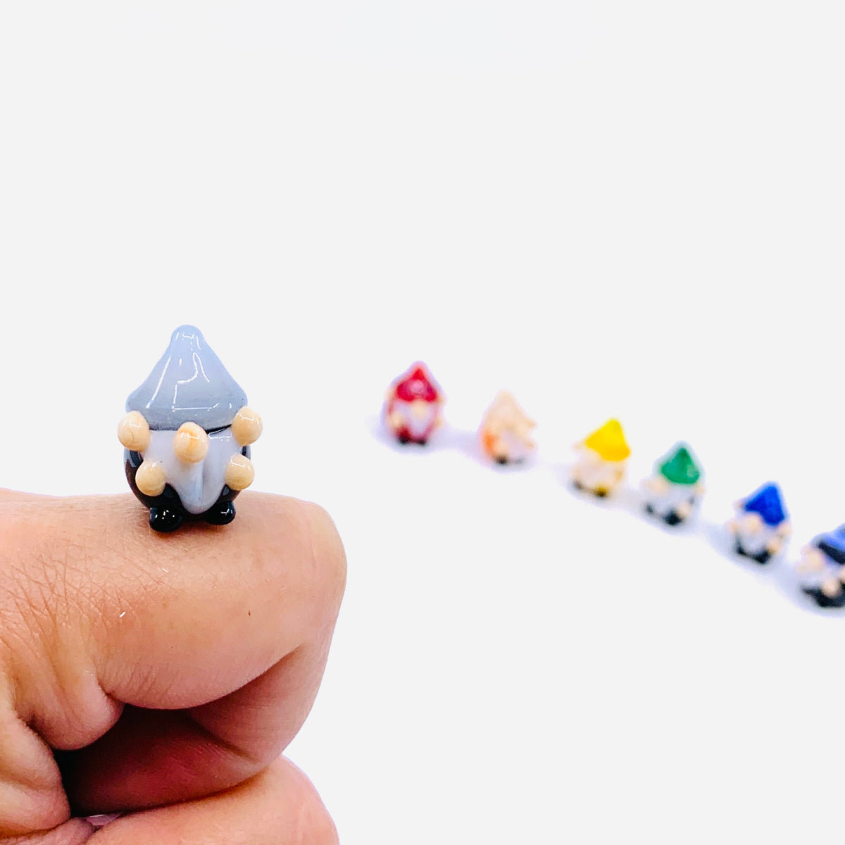 Tiny Glass Rainbow Gnomes, 252 - White