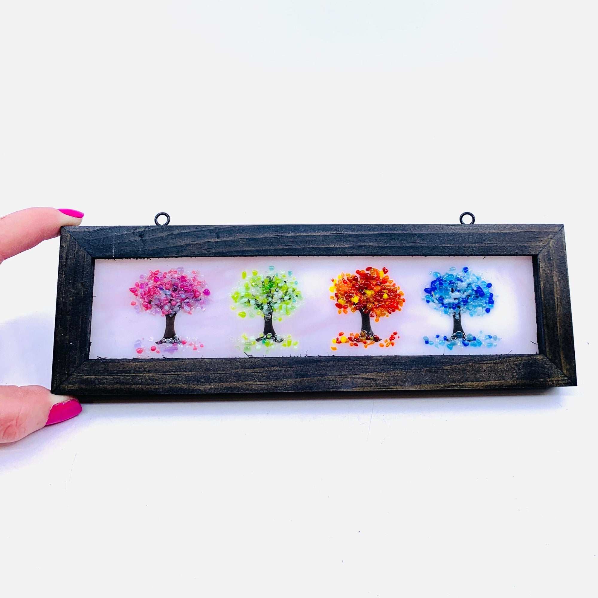 Fused Glass Tree of Life Shadow Box 6, Four Seasons Large Decor Glimmer Glass Gifts 