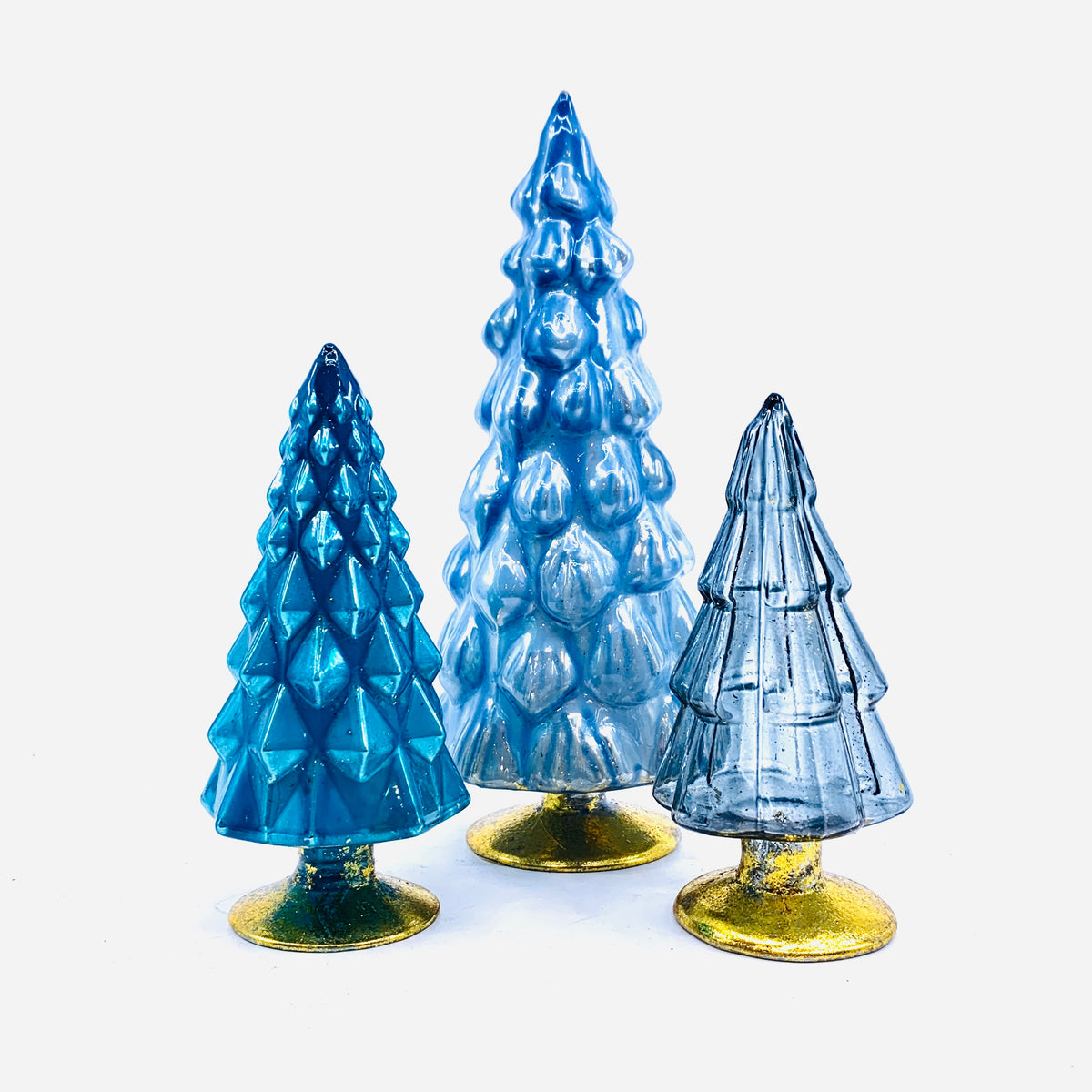 Rainbow Hue Glass Trees, Blue