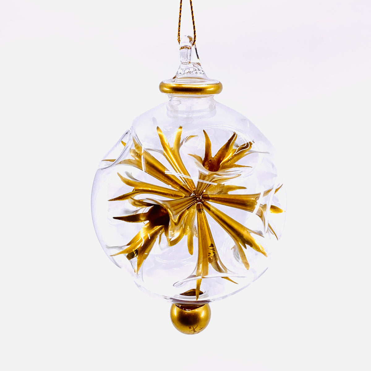 Hand Blown Starburst Ornaments, Gold Large