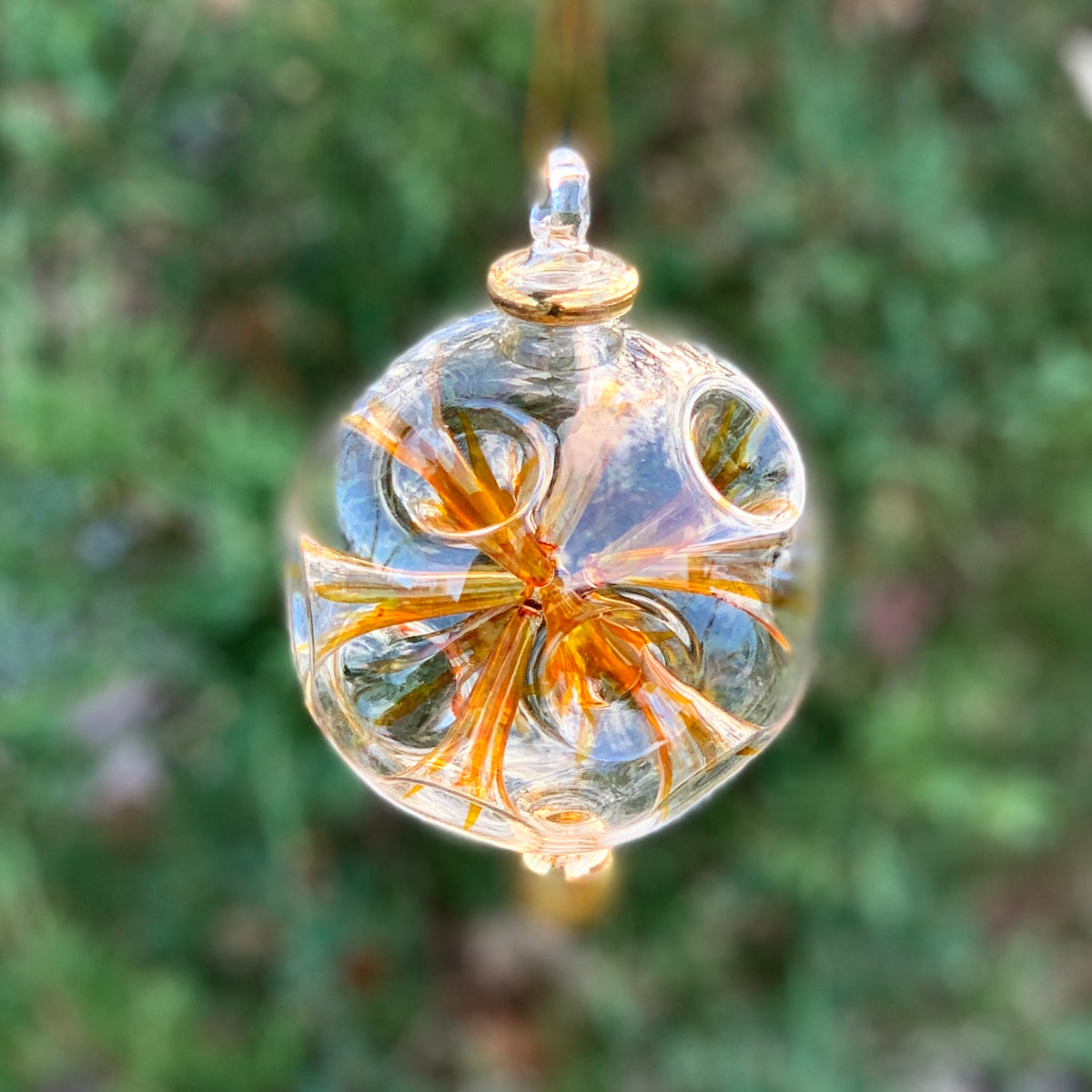 Hand Blown Starburst Ornaments, Orange Large