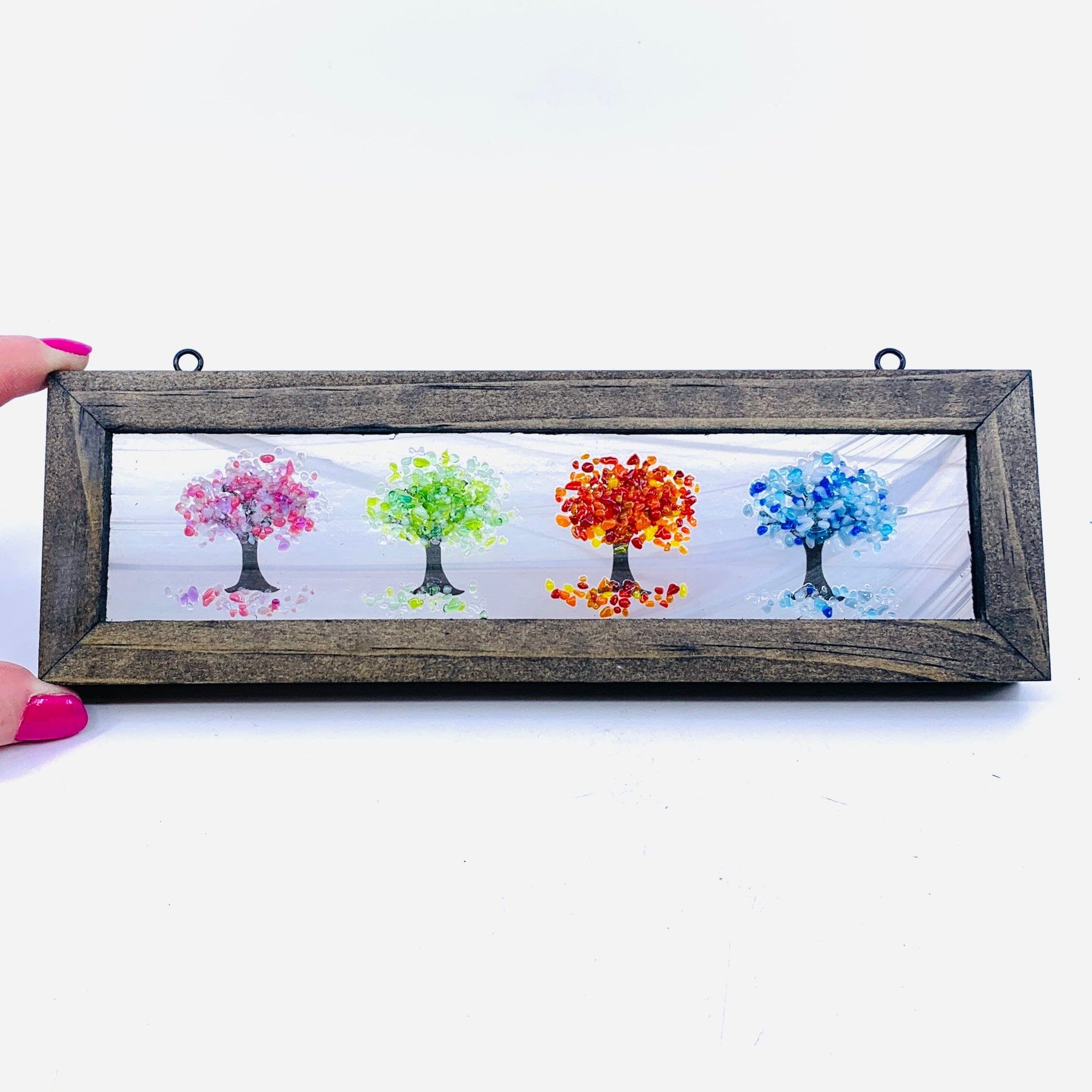 Fused Glass Tree of Life Shadow Box 7, Four Seasons Large Decor Glimmer Glass Gifts 