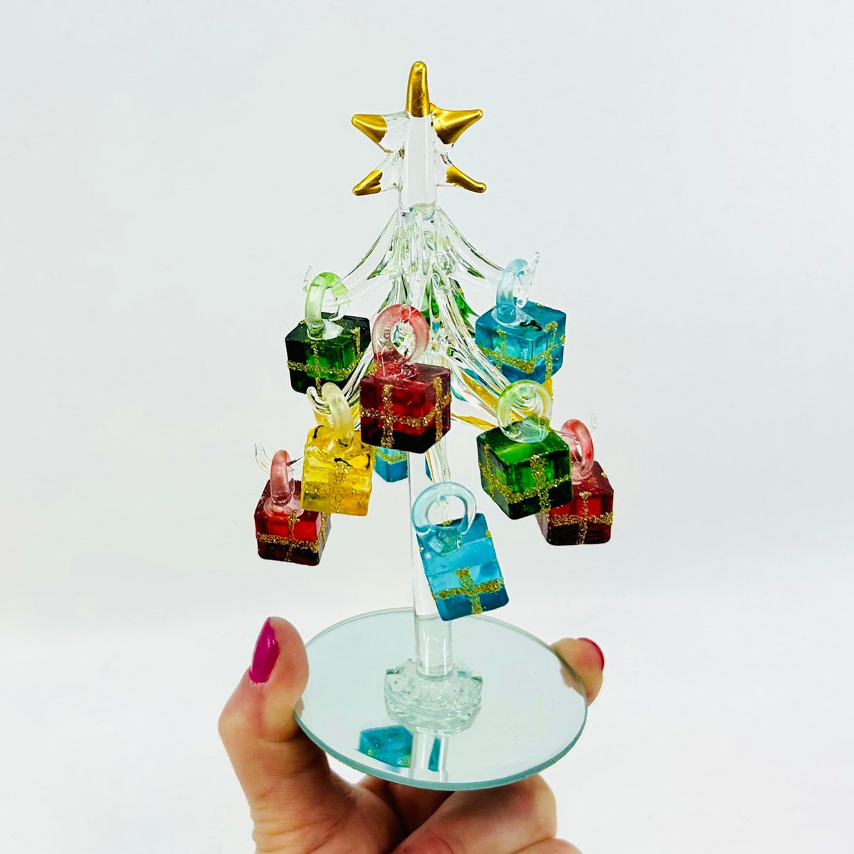 Glass Whimsical Christmas Presents Tree 7 Decor Gift Essentials 