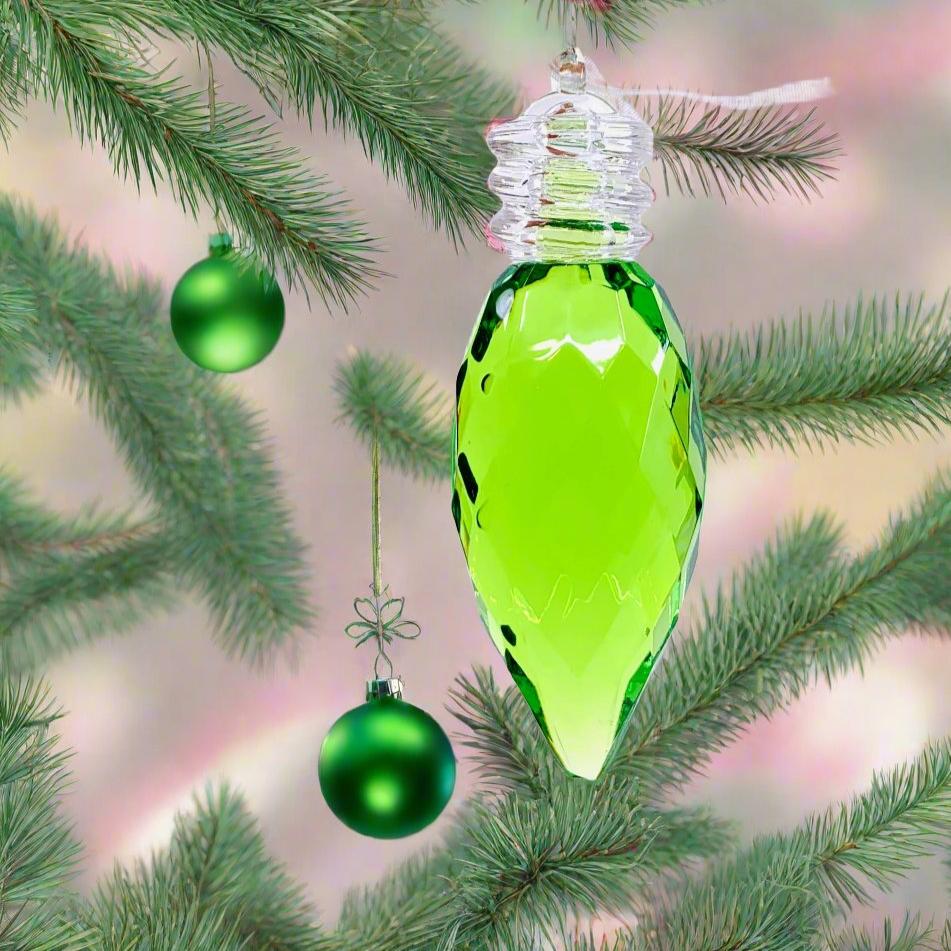 Vintage Bulb Acrylic Crystal Ornament 3, Green